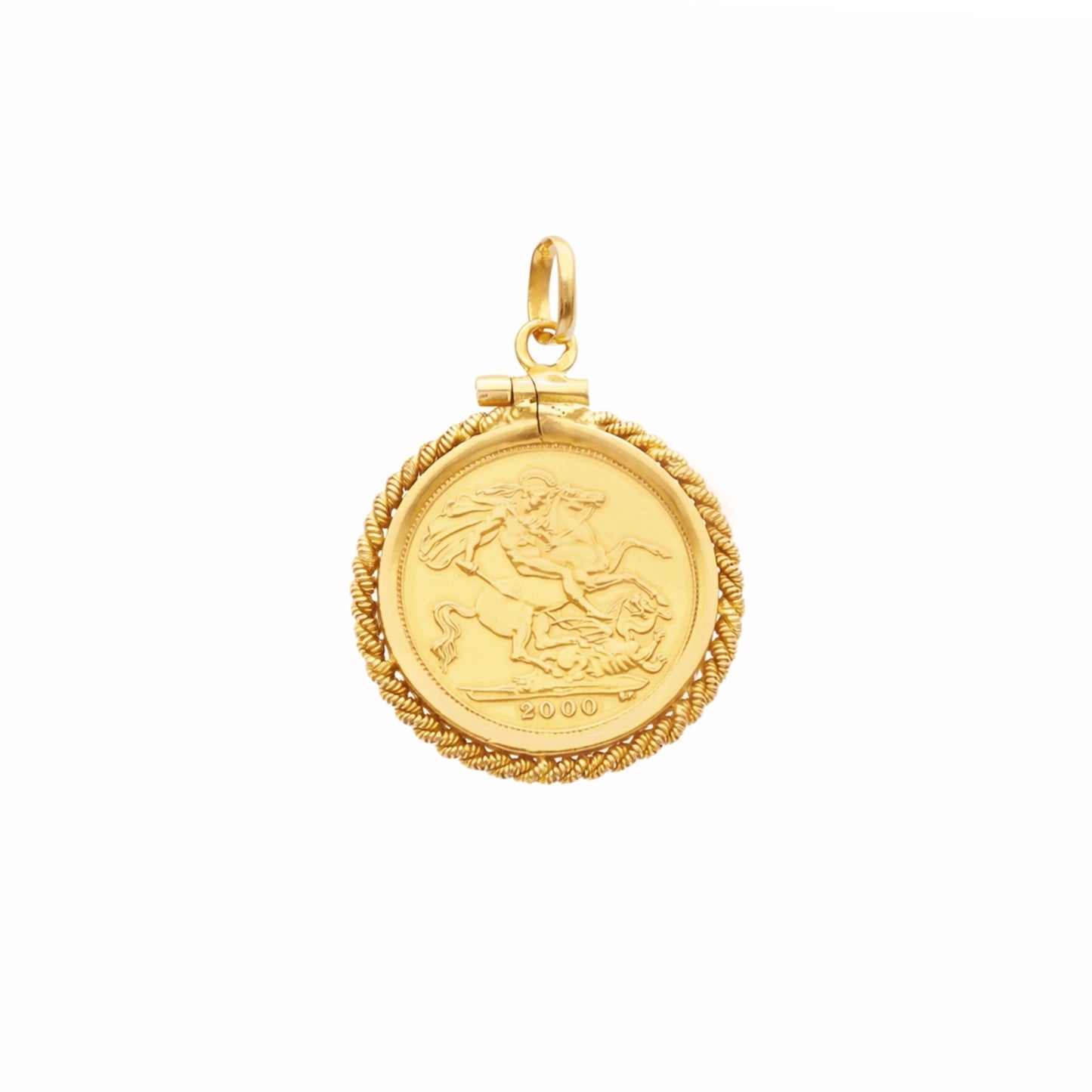 Meia Libra Rainha Isabel II (2000) em Ouro de 22kl com Aro Corda em Ouro de 19kl - Loja do Ouro