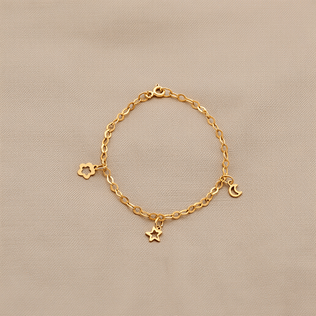 Pulseira Criança com Pendentes em Ouro 19kl (14cm) - Loja do Ouro