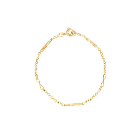 Pulseira de Criança em Ouro 19kl com Traves e Elos Infinitos (14cm) - Loja do Ouro