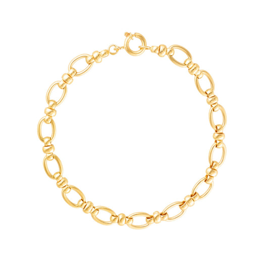 Pulseira em Ouro 19kl com Elos Ovais e Traves (18cm) - Loja do Ouro