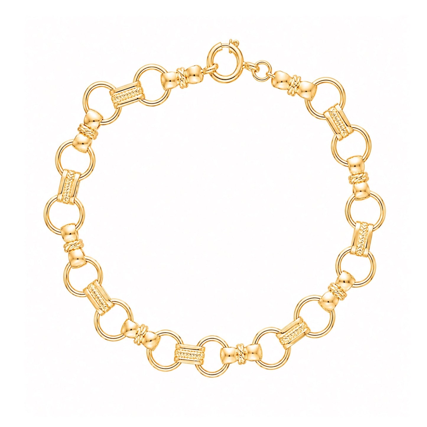 Pulseira em Ouro 19kl com Elos Trabalhados (19.5cm) - Loja do Ouro