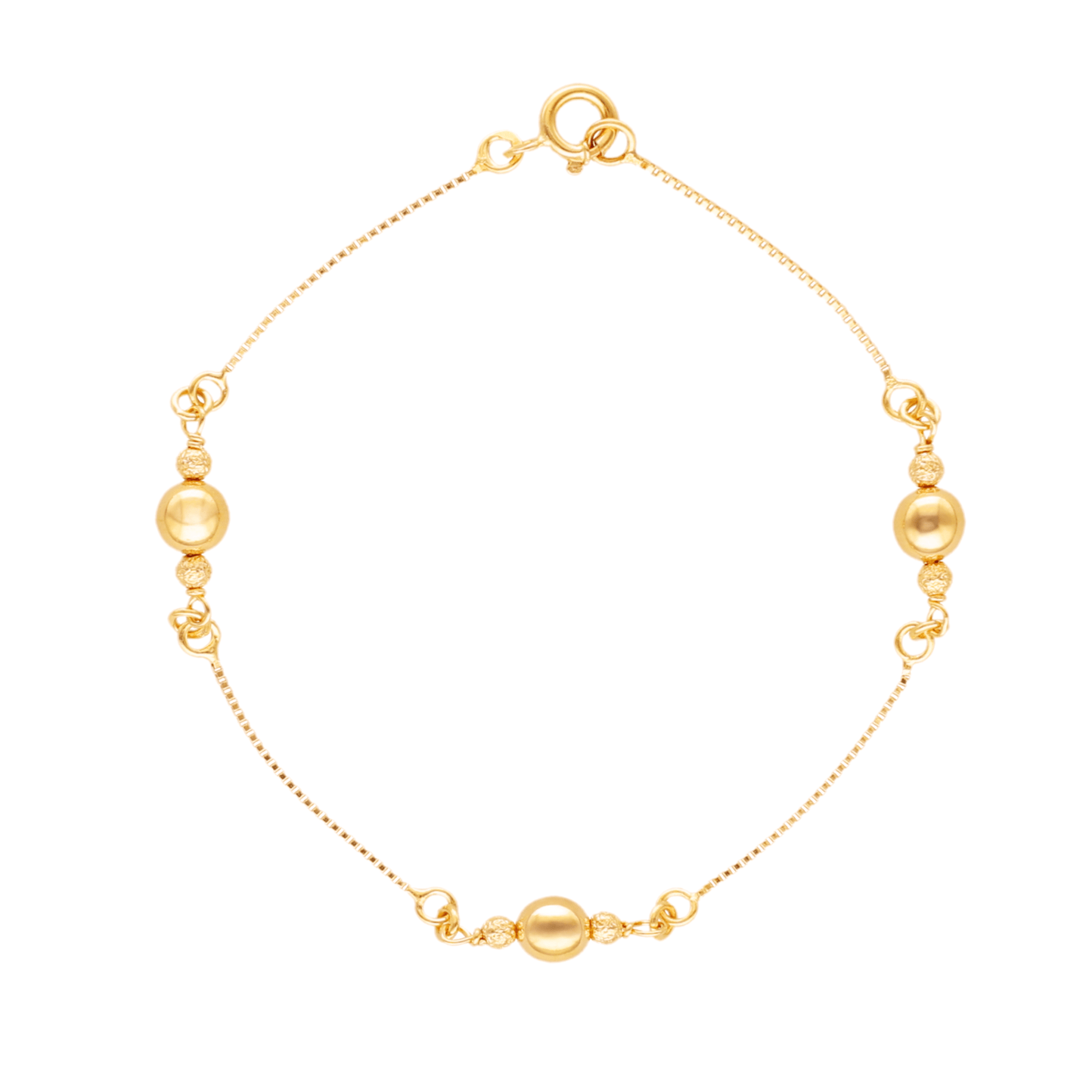 Pulseira em Ouro 19kl com Esferas (19cm) - Loja do Ouro