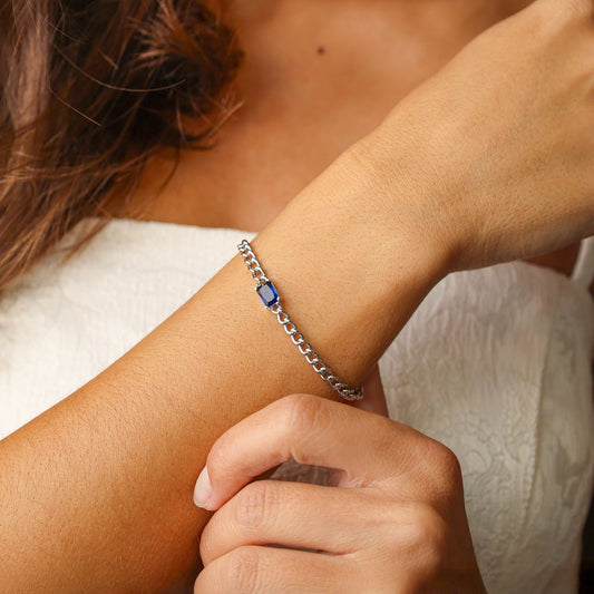 Pulseira em Prata com Zircão Azul - Loja do Ouro