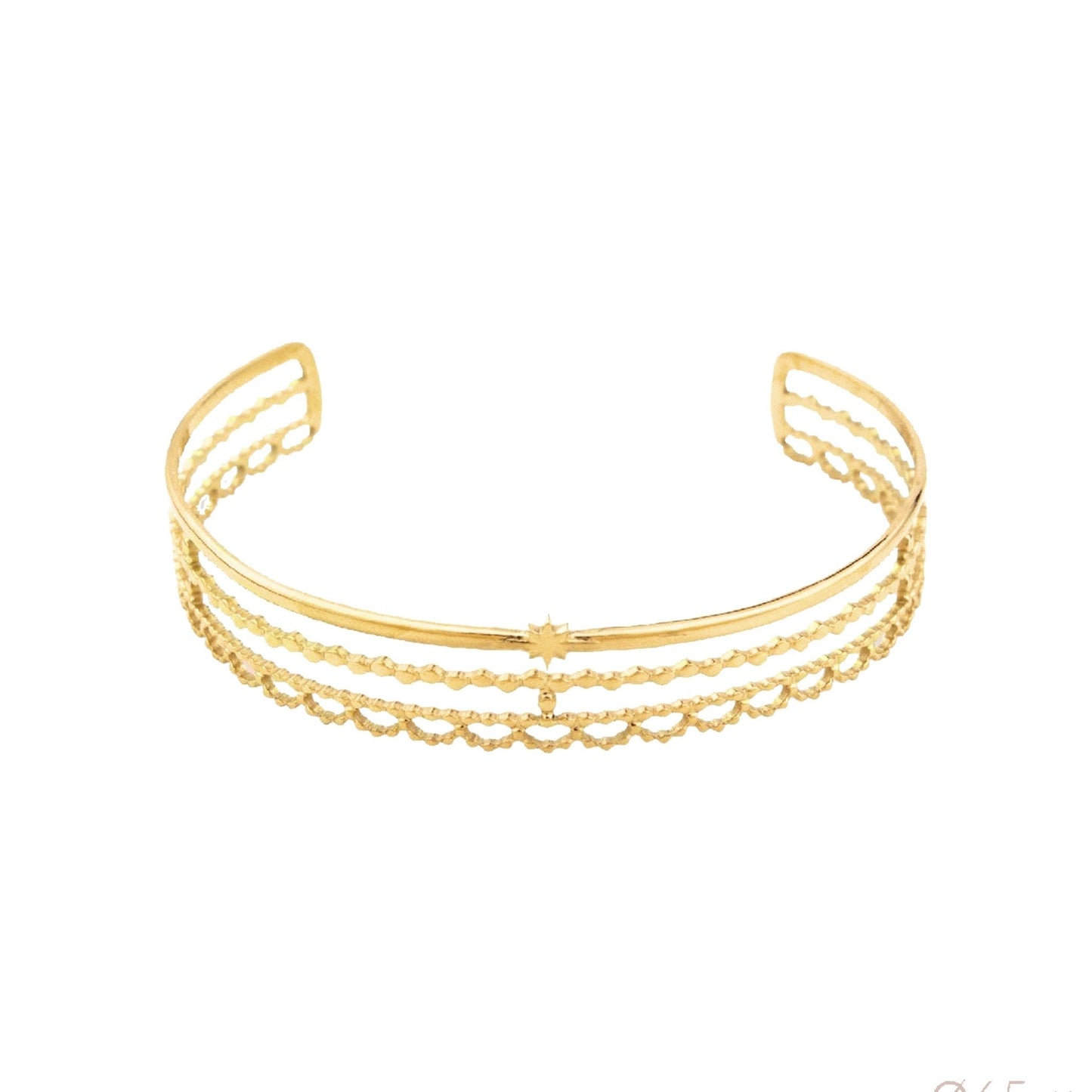 Pulseira Escrava em Aço Dourado com 3 Fiadas - Loja do Ouro