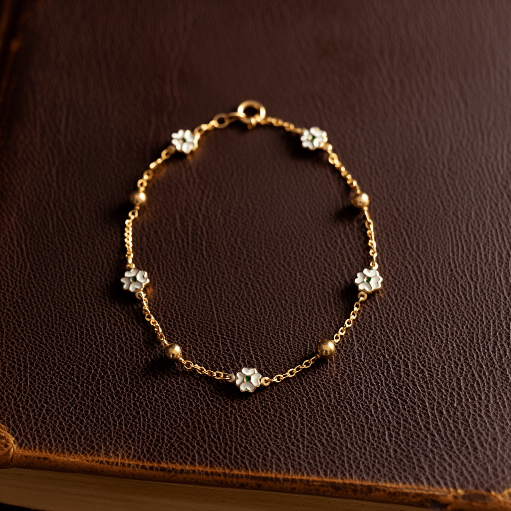 Pulseira Esferas e Flores em Ouro 19kl (17.5cm) - Loja do Ouro