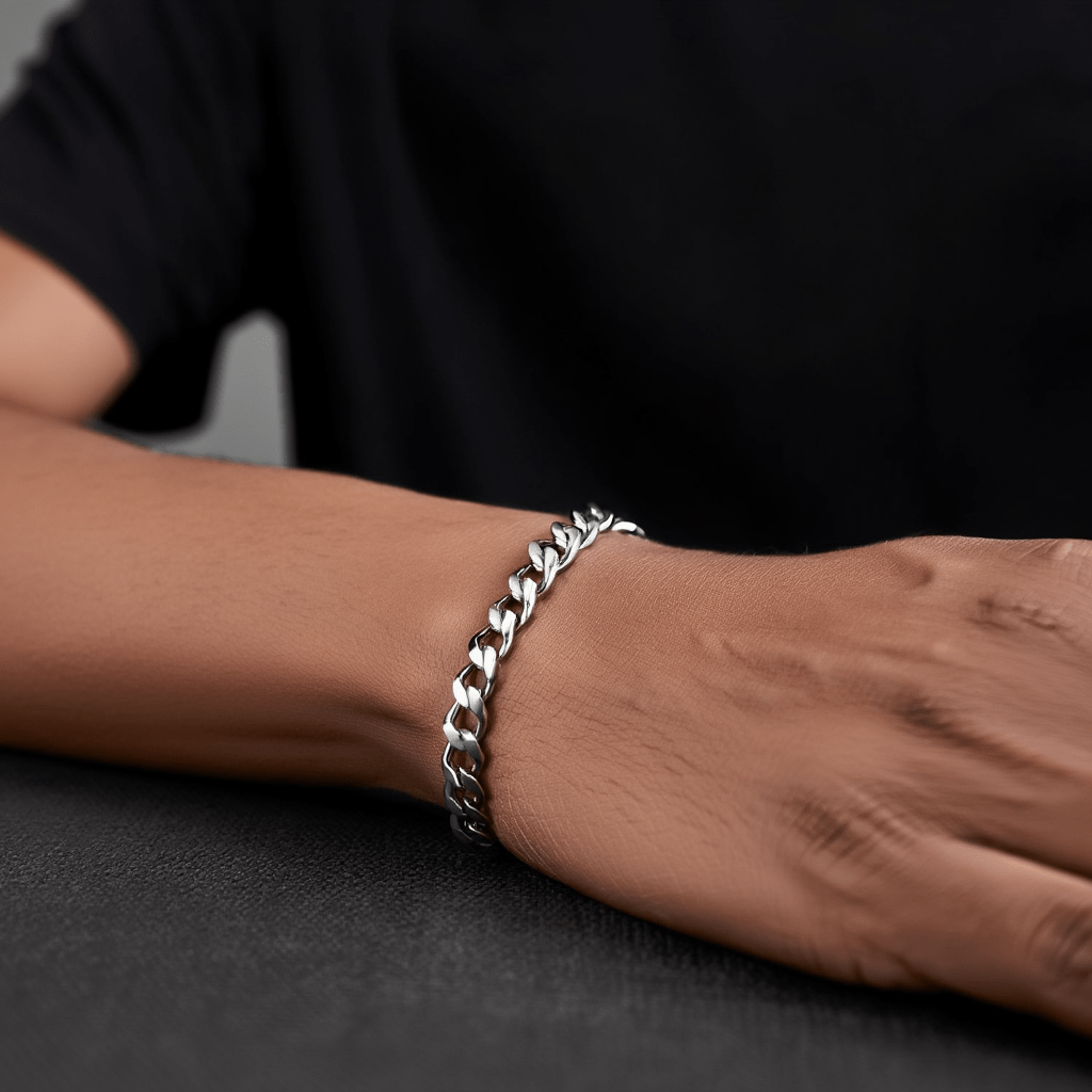 Pulseira Malha Barbela em Prata (20.5cm) - Loja do Ouro