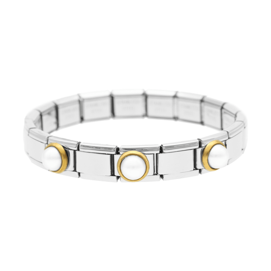 Pulseira Pearl em Aço com Pérolas - Loja do Ouro