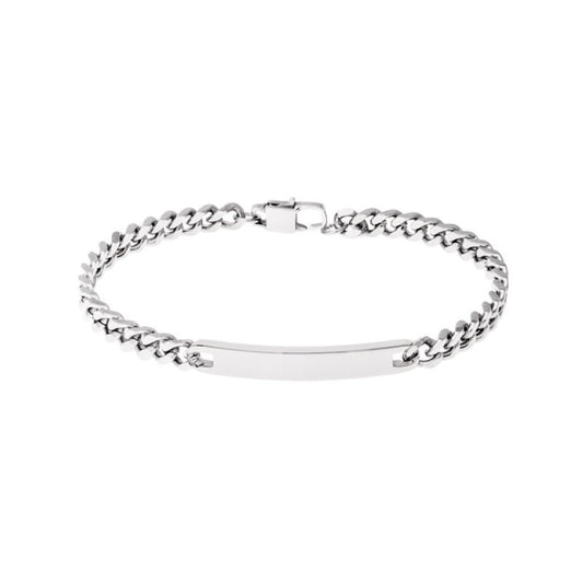 Pulseira Pegasus em Aço com Chapa Comprida - Loja do Ouro