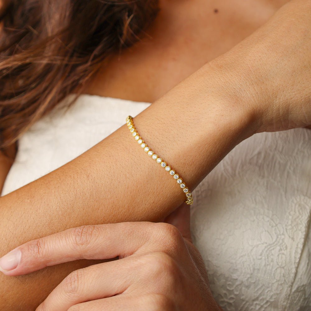 Pulseira Riviera em Prata Dourada com Zircónias - Loja do Ouro