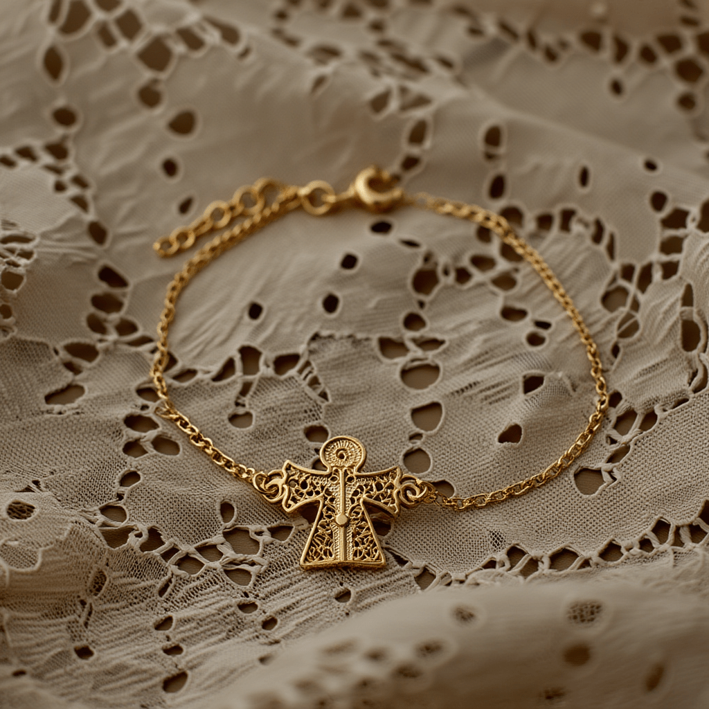 Pulseira Sentimento em Prata Dourada (15cm) - Loja do Ouro