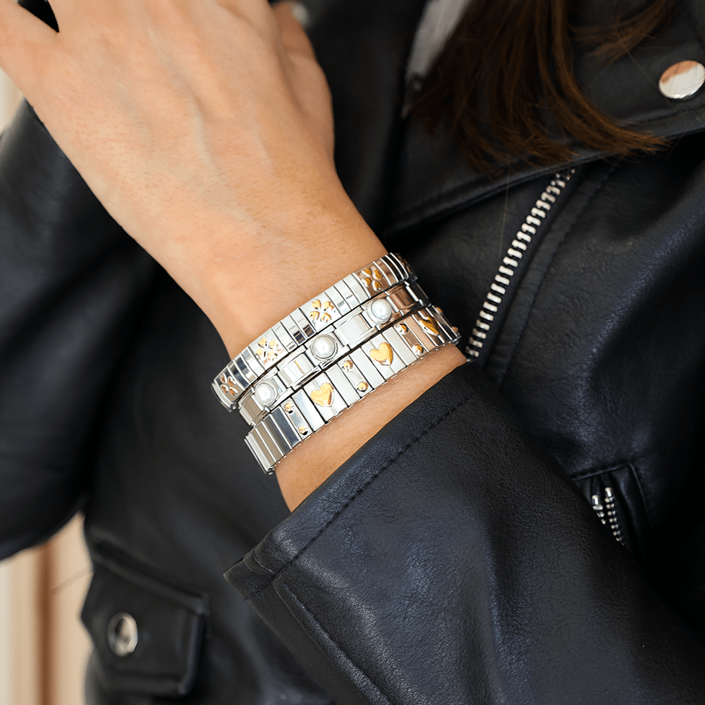 Pulseira Shine Pearl em Aço com Pérolas - Loja do Ouro