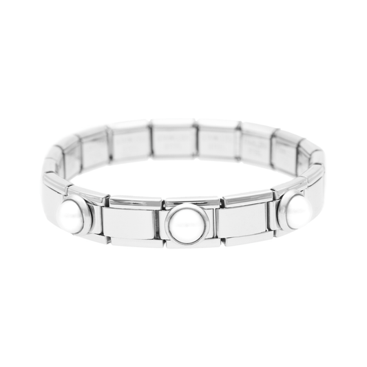 Pulseira Shine Pearl em Aço com Pérolas - Loja do Ouro