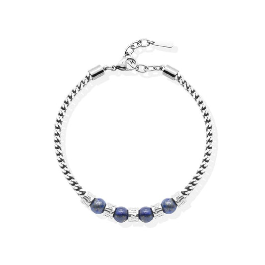 Pulseira Tempus em Aço com Contas Azuis - Loja do Ouro