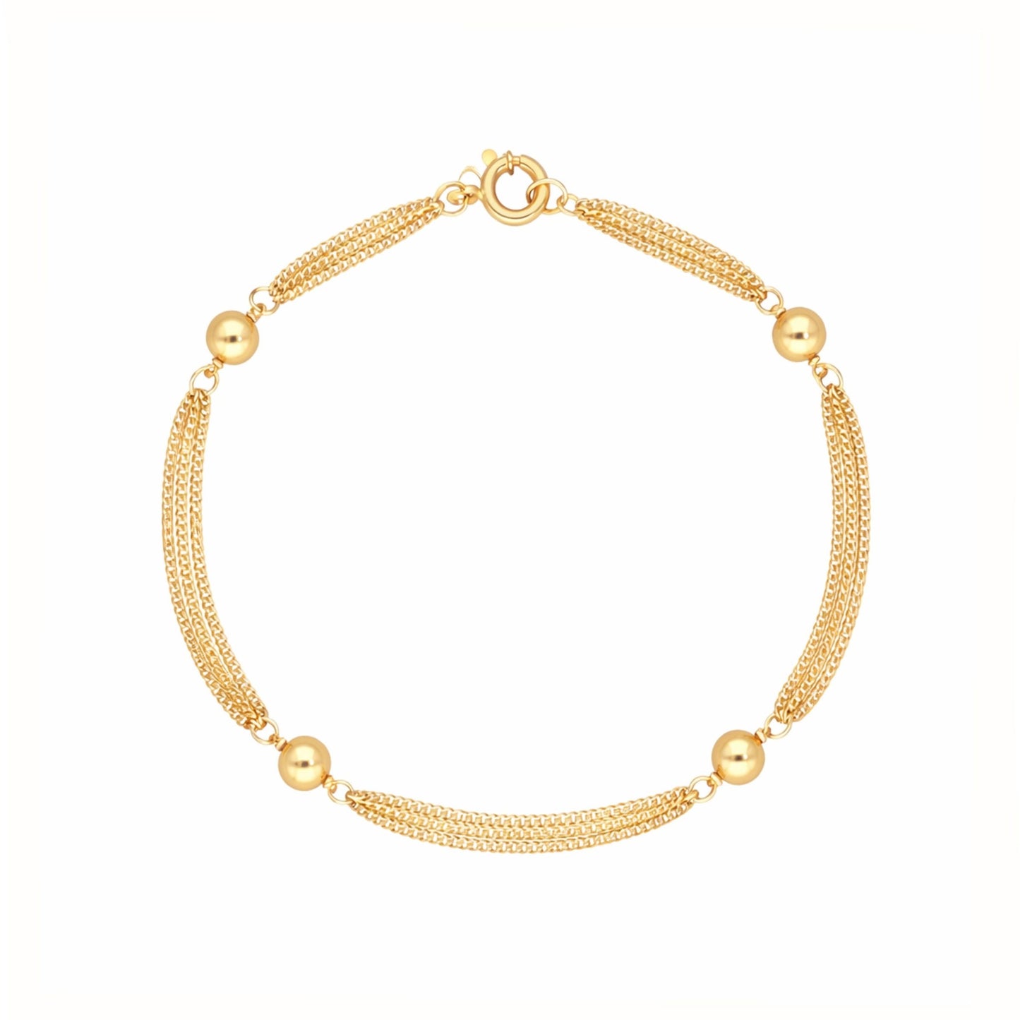 Pulseira Tripla em Ouro de 19kl com Esferas (18cm) - Loja do Ouro