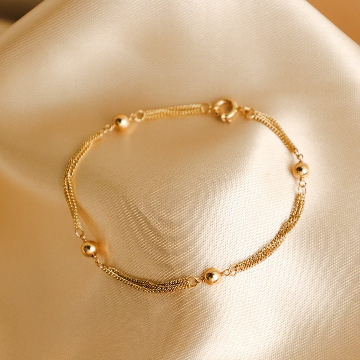 Pulseira Tripla em Ouro de 19kl com Esferas (18cm) - Loja do Ouro