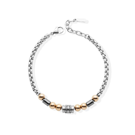 Pulseira Vortex em Aço com Contas Variadas - Loja do Ouro