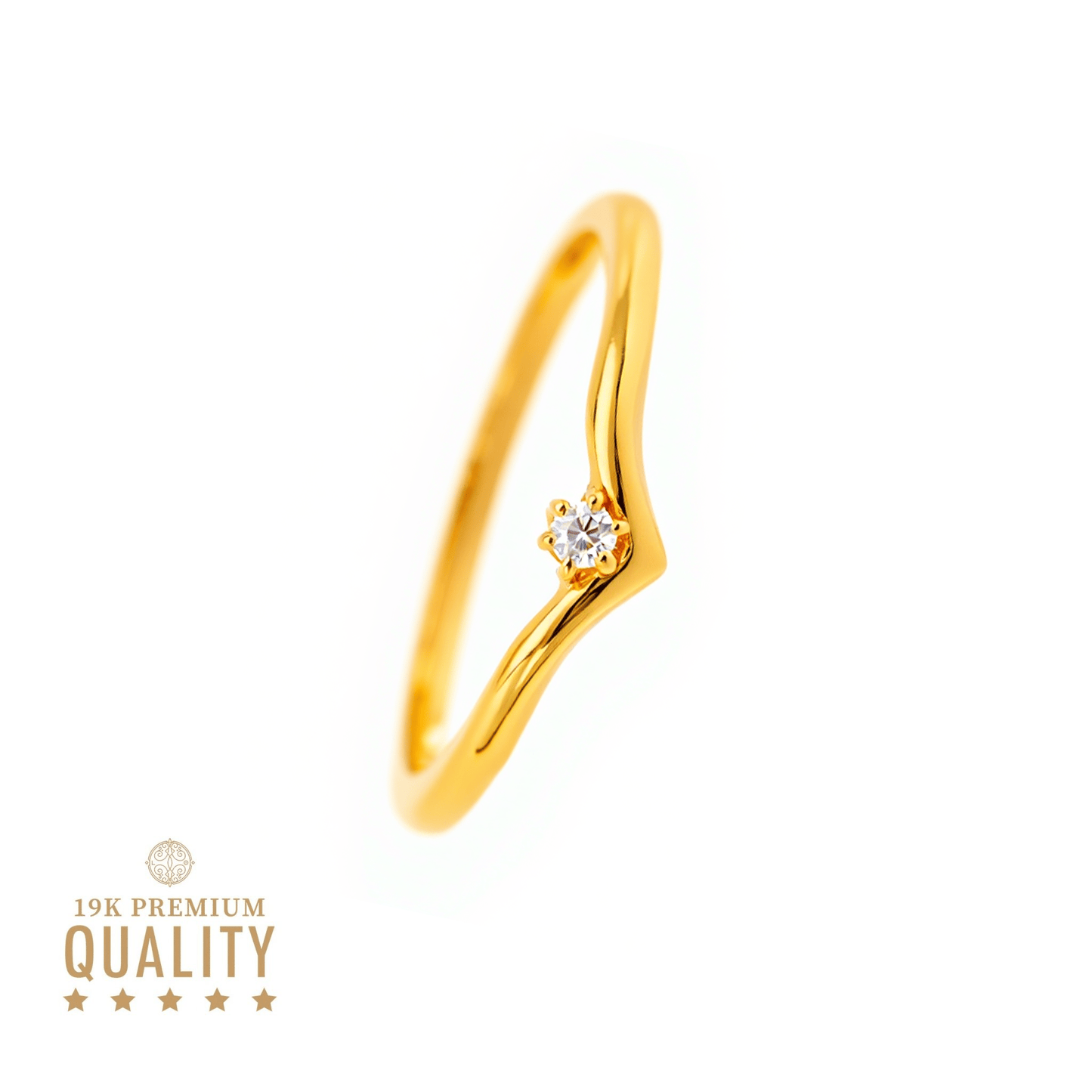 Solitário Tiara em Ouro 19kl com Diamante - Loja do Ouro