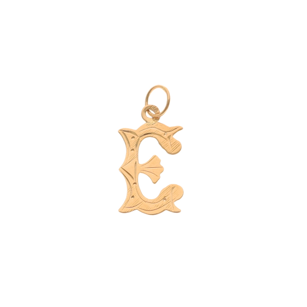 Medalha Letra E em Ouro de 19kl com Efeito Raiado (1.5cm)