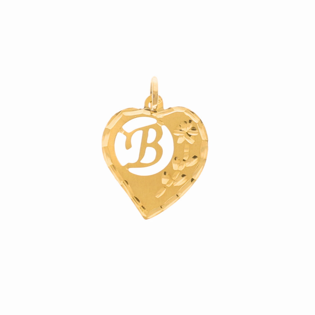 Medalha Coração em Ouro 19kl com Letra B