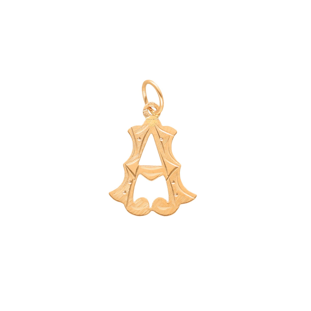 Medalha Letra A em Ouro 19kl com Efeito Raiado (1.5cm)