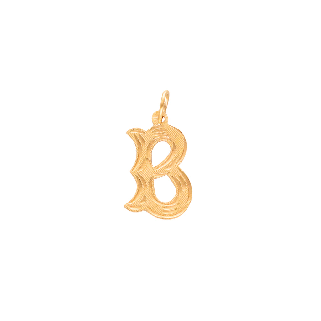 Medalha Letra B em Ouro 19kl com Efeito Raiado (1.5cm)