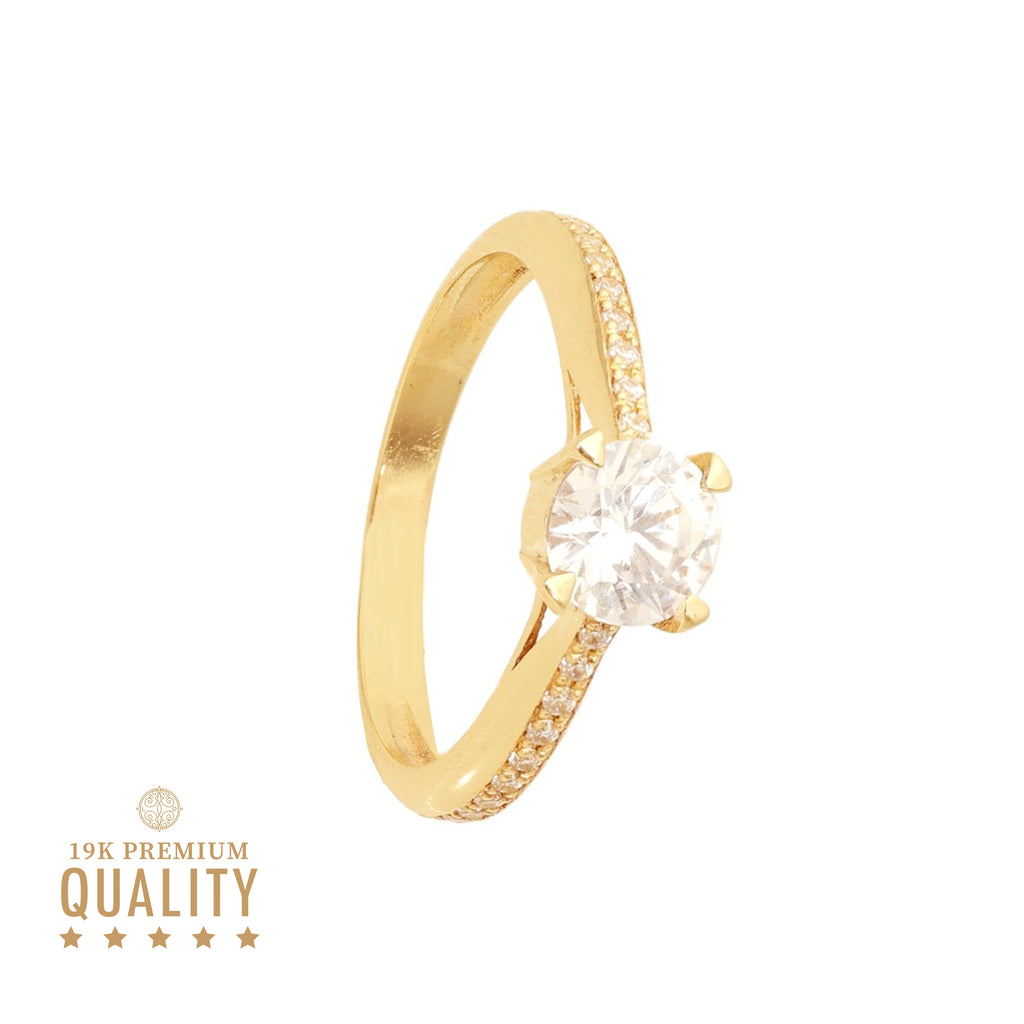 Anel Solitário Lady Sarah em Ouro 19kl com Zircónias