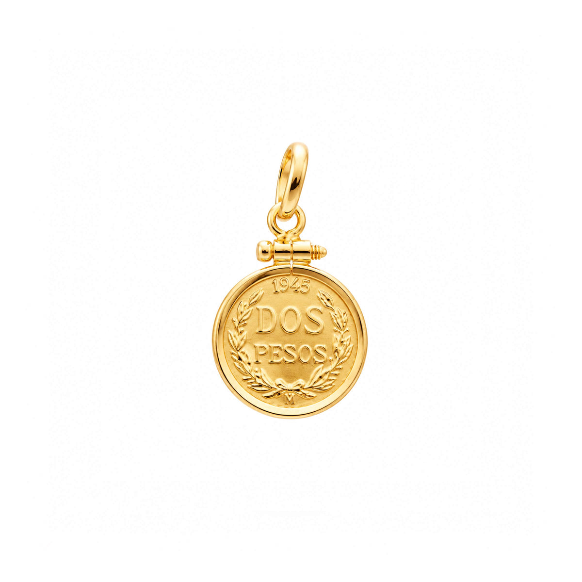 Moeda de 2 Pesos Mexicanos em Ouro de 22kl (1945) com Aro Simples 19kl