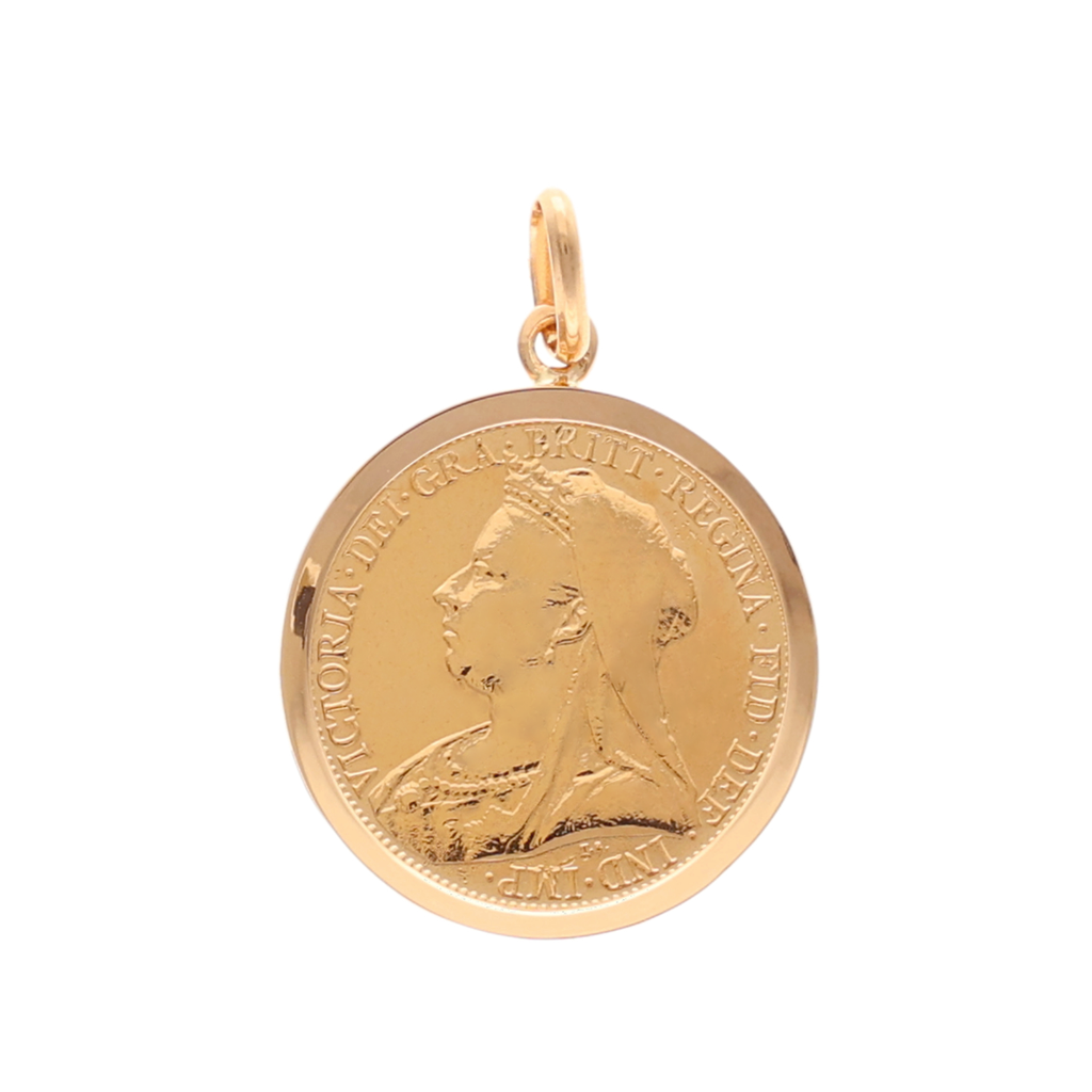 Libra Rainha Victoria (1894) com Aro Simples em Ouro 19kl