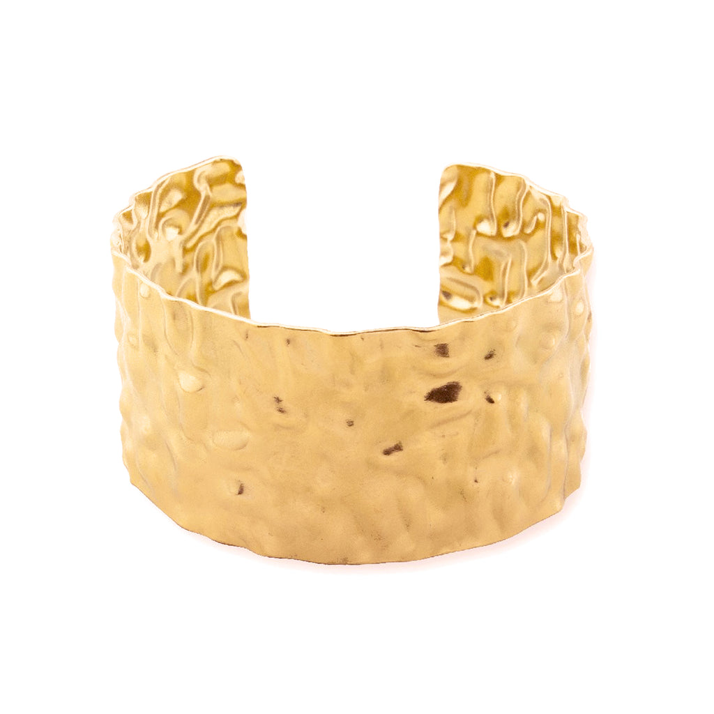 Pulseira Escrava Larga em Aço Dourado