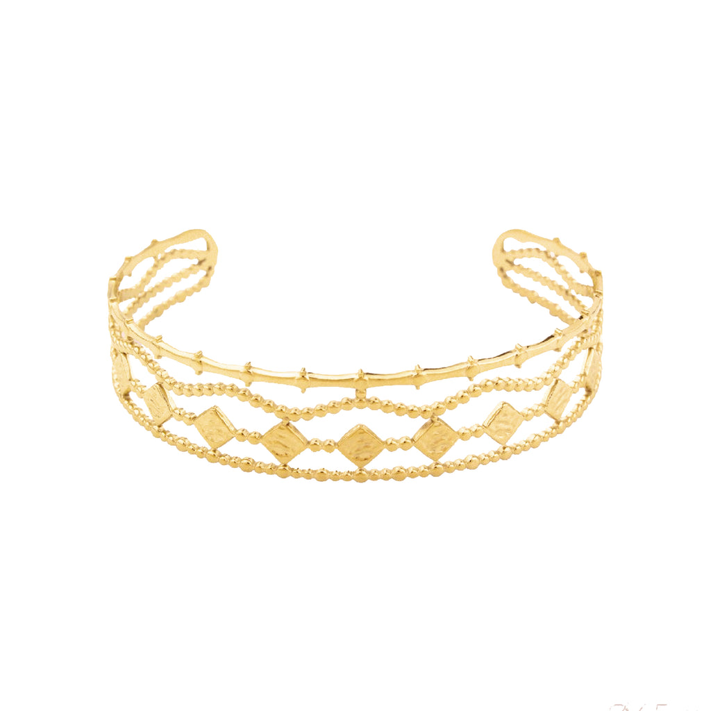 Pulseira Escrava em Aço Dourado com 4 Fiadas