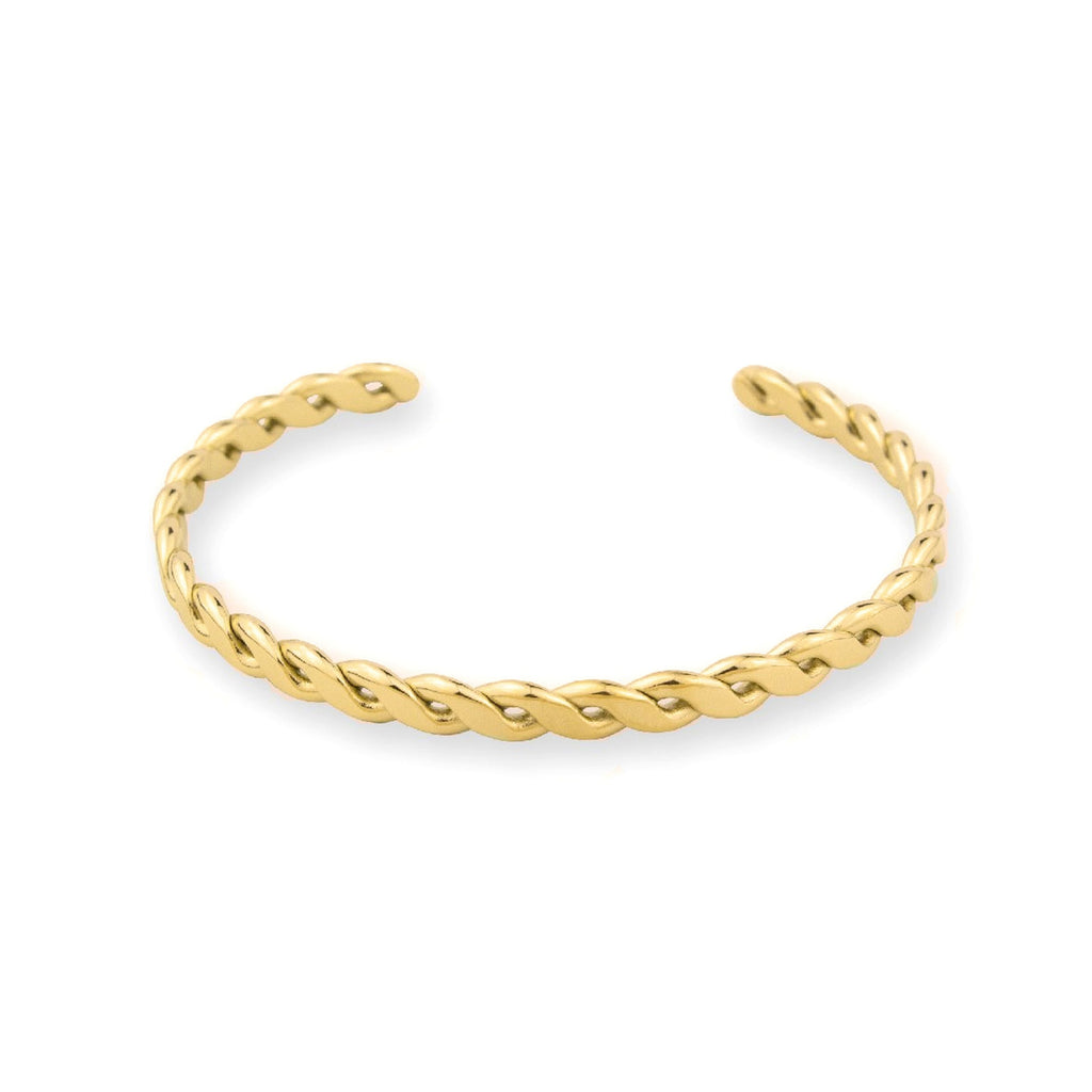 Pulseira Escrava tipo Trança em Aço Dourado