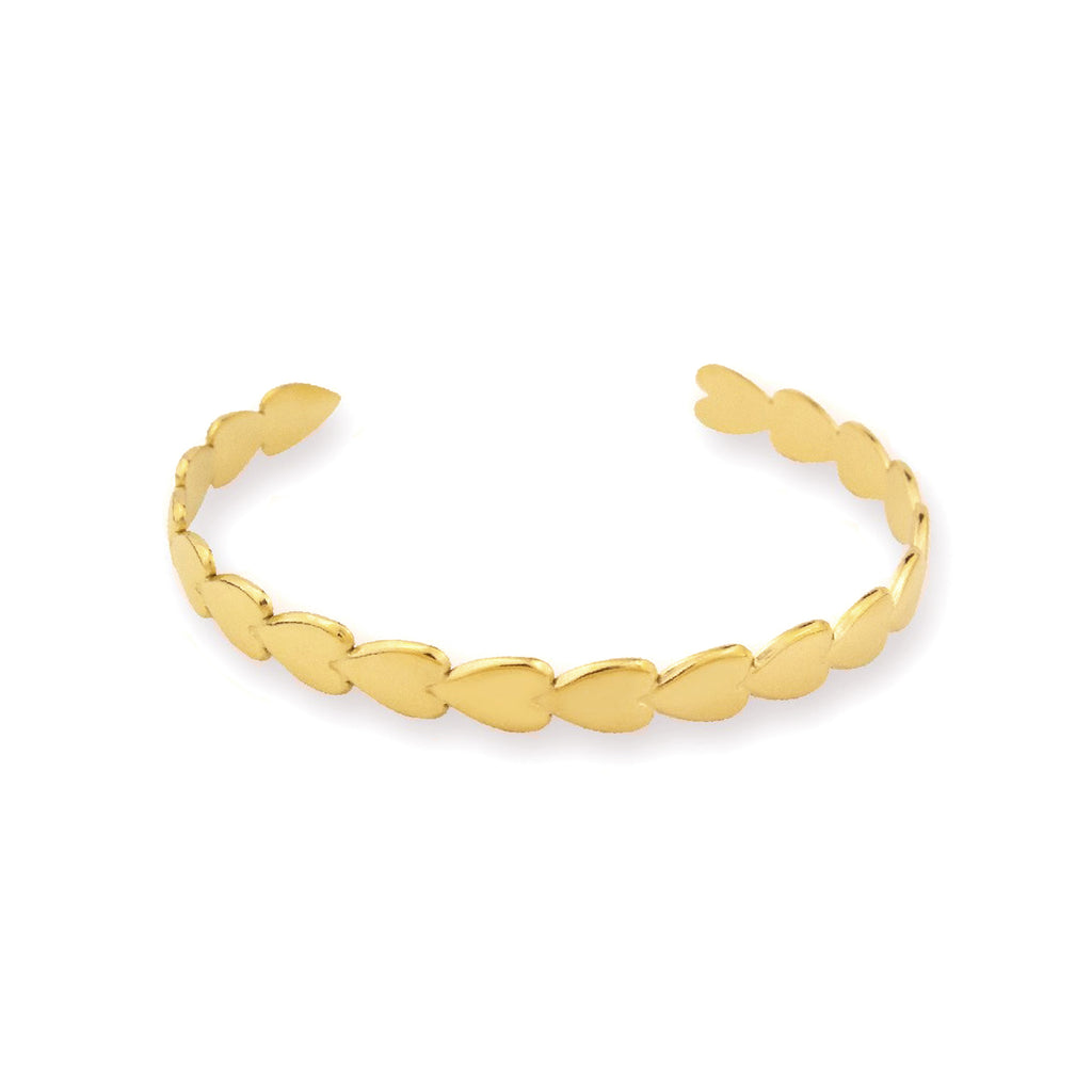 Pulseira Escrava em Aço Dourado com Corações