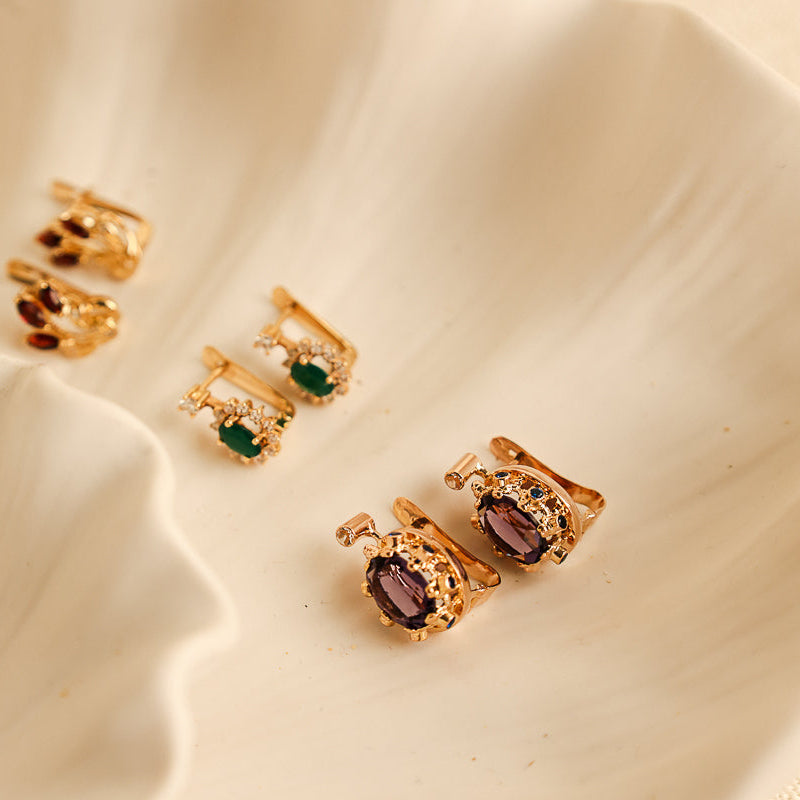 Brincos em Ouro 19kl com Zircónias Coloridas