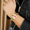 Pulseira Love Rose em Aço Inoxidável Dourado com Corações Coloridos