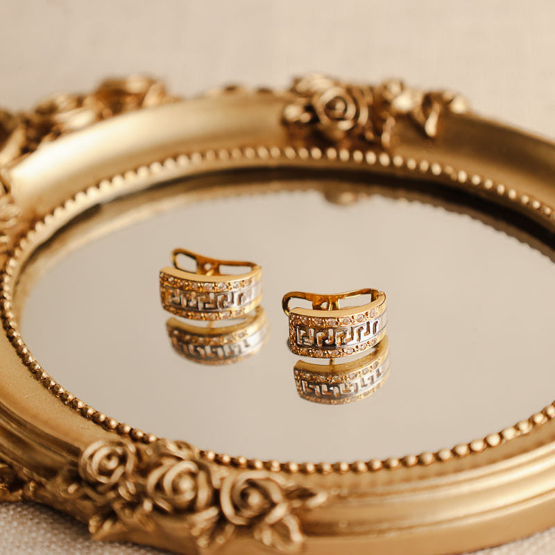 Brincos Bicolores em Ouro 19kl com Zircónias