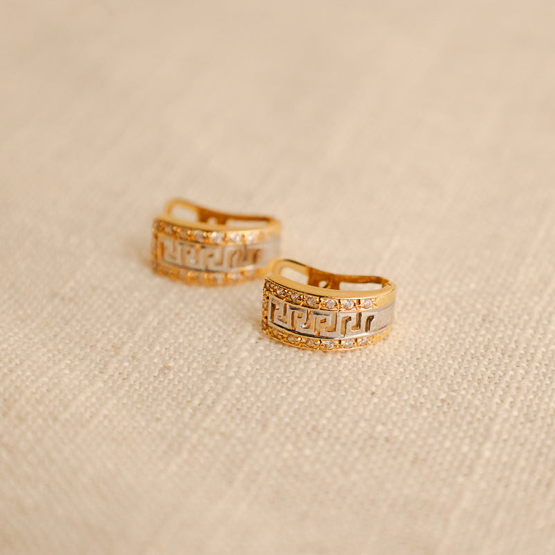 Brincos Bicolores em Ouro 19kl com Zircónias