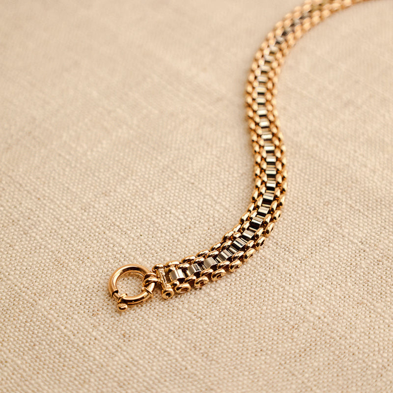 Pulseira Bicolor Articulada em Ouro 19kl