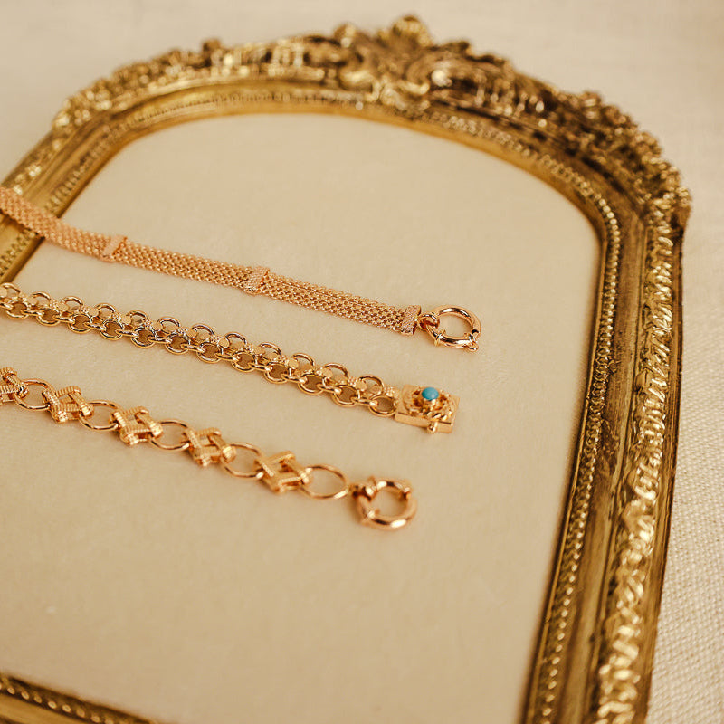 Pulseira Fiadas Malha Batida em Ouro 19kl