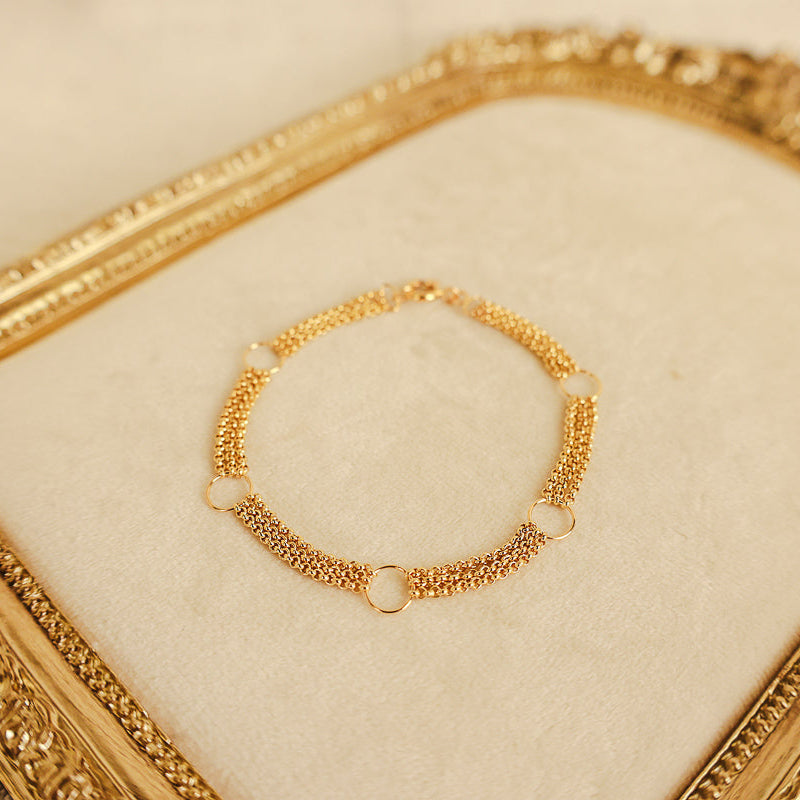 Pulseira em Ouro 19kl com Três Fiadas em Elos Portugueses (18cm)