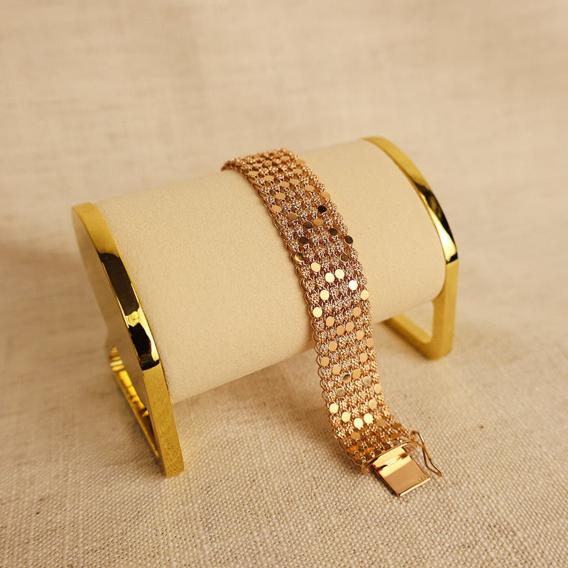 Pulseira Tapete em Ouro 19kl com Caramujos (19cm)