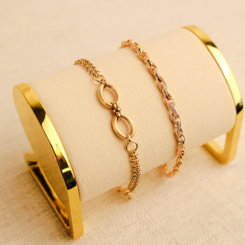 Pulseira em Ouro 19kl com Elos Trabalhados (19.5cm)