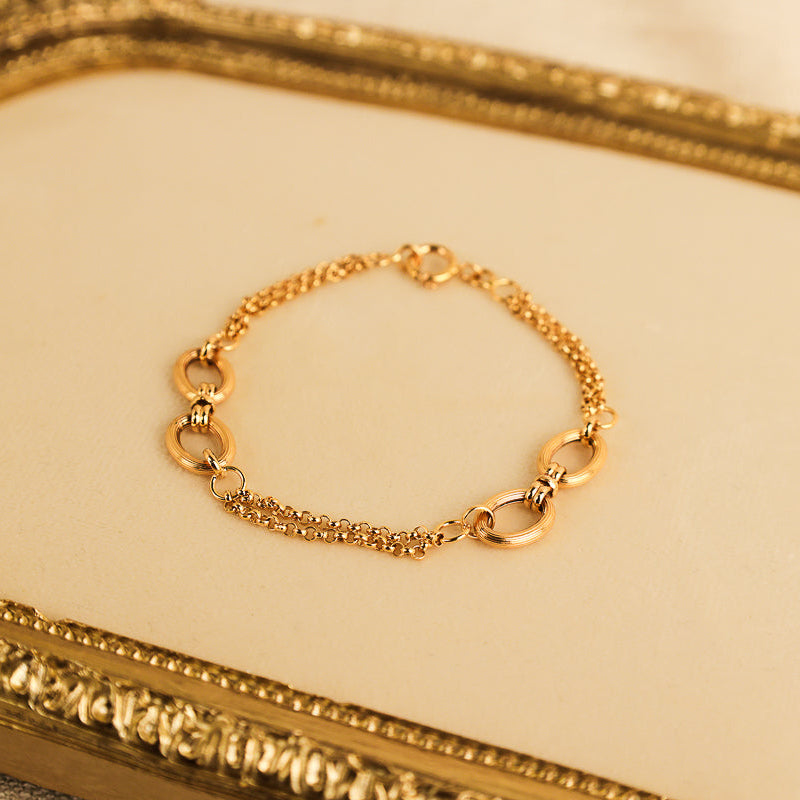 Pulseira em Ouro 19kl com Dupla Fiada de Elos Portugueses (18.5cm)