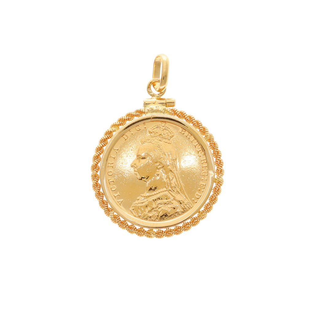 Libra Rainha Vitoria (1890) com Aro Torcido em Ouro 19kl