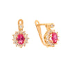 Brincos Chuveiro em Ouro 19kl com Topazio Rosa e Zirconias