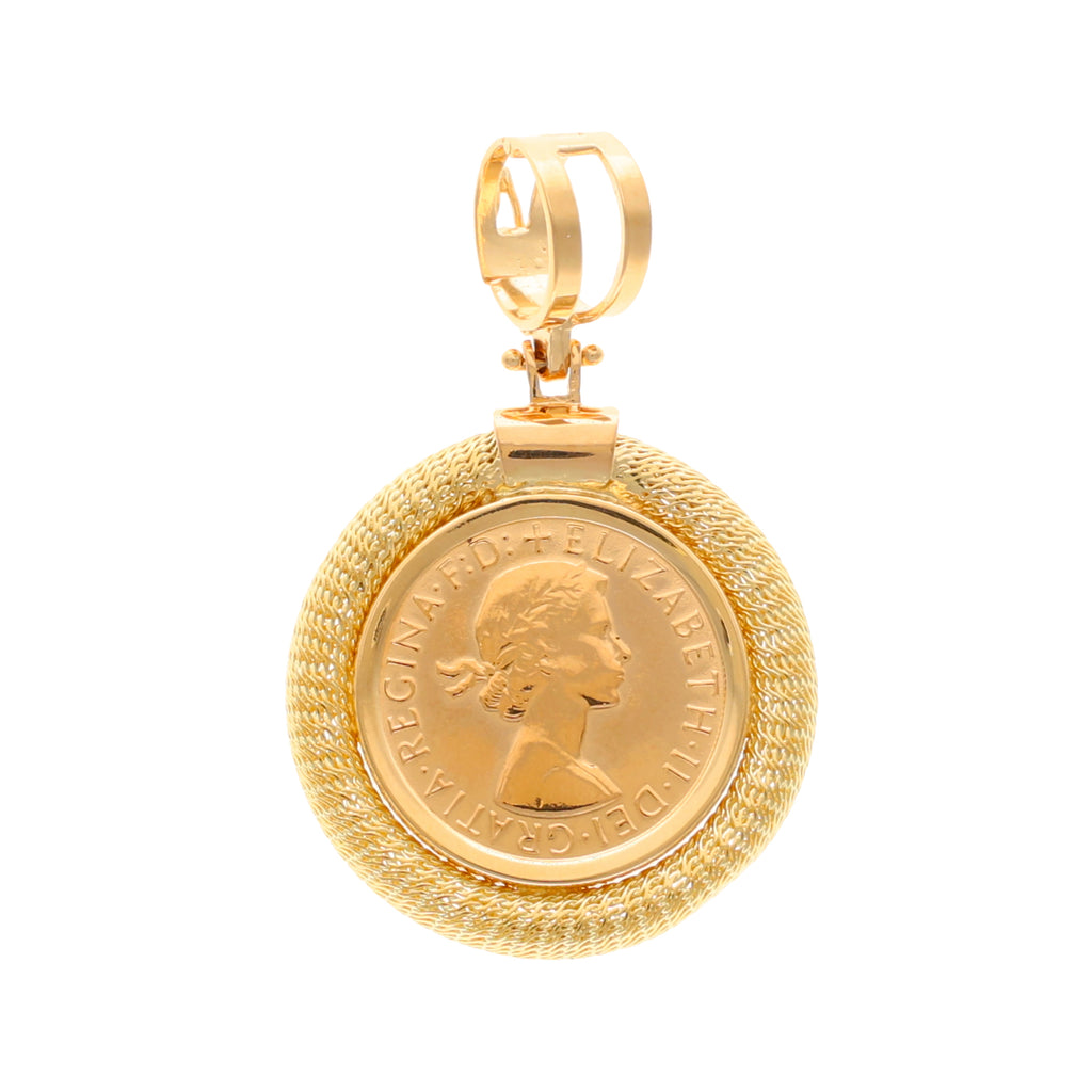 Libra Rainha Isabel II (1968) com Aro Trabalhado em Ouro 19kl
