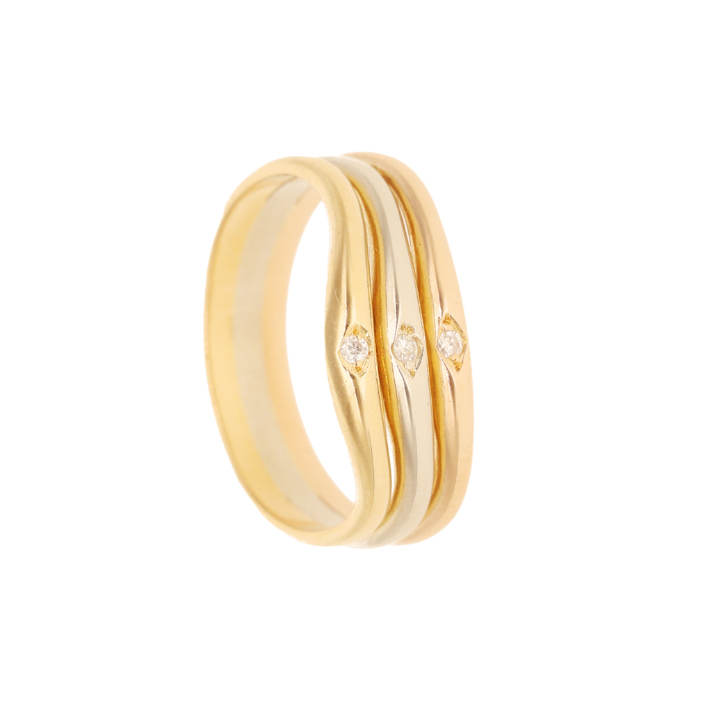 Anel Tricolor em Ouro com Zircónias (T15)