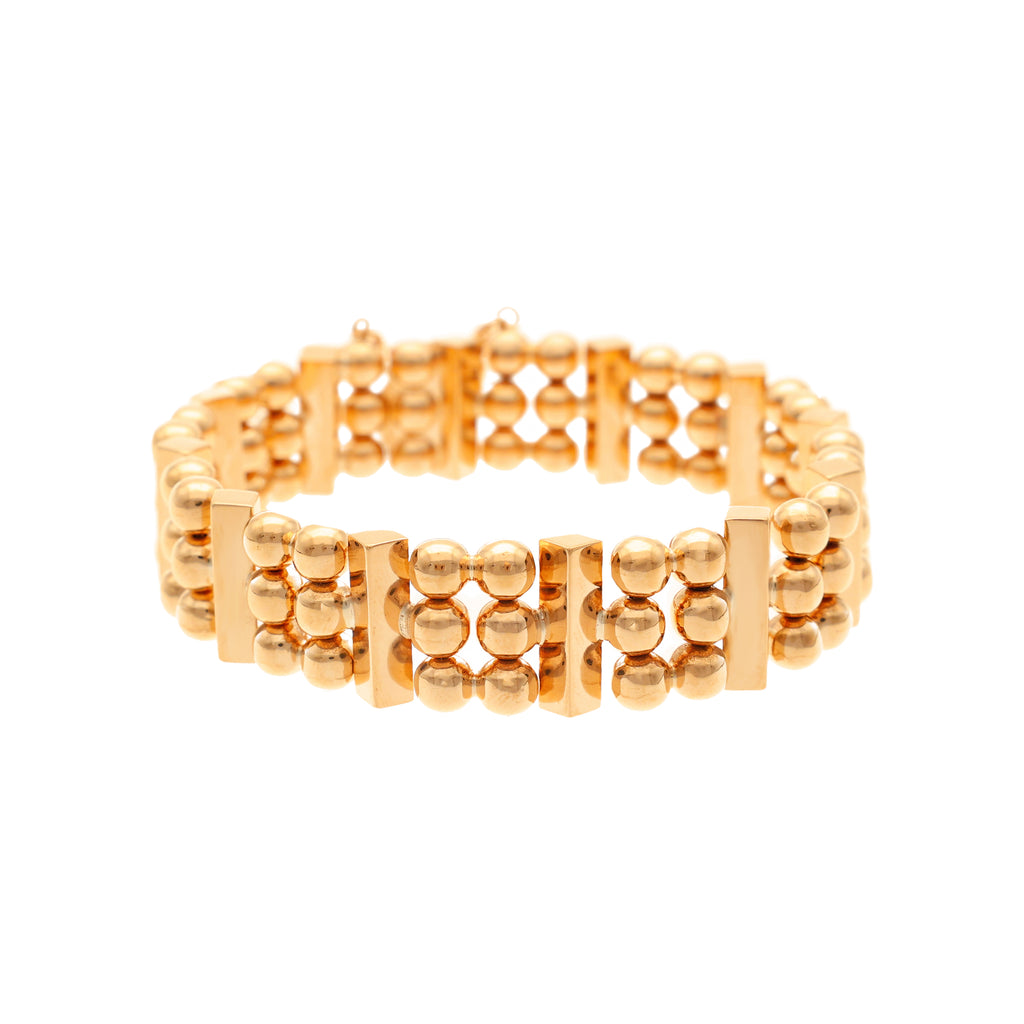 Pulseira Larga em Ouro 19kl com Esferas (19cm)