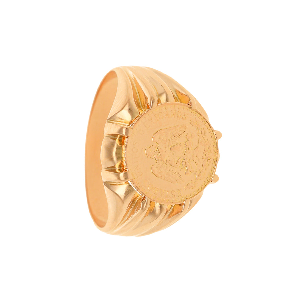 Anel em Ouro 19kl com Moeda 2 Pesos Mexicanos 22kl (T22)