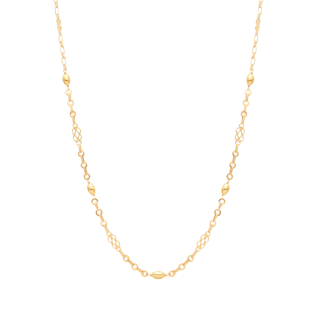Fio em Ouro 19kl com Bagos, Elos Infinito e Elos Circulares (50cm)