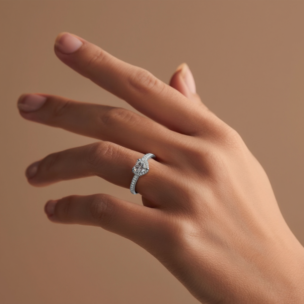 Solitário em Prata com Zircão Coração